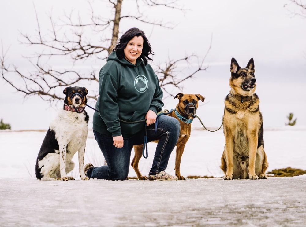ARK Training - Jennifer Andriuk with her dogs - Dog Training Stoney Plain